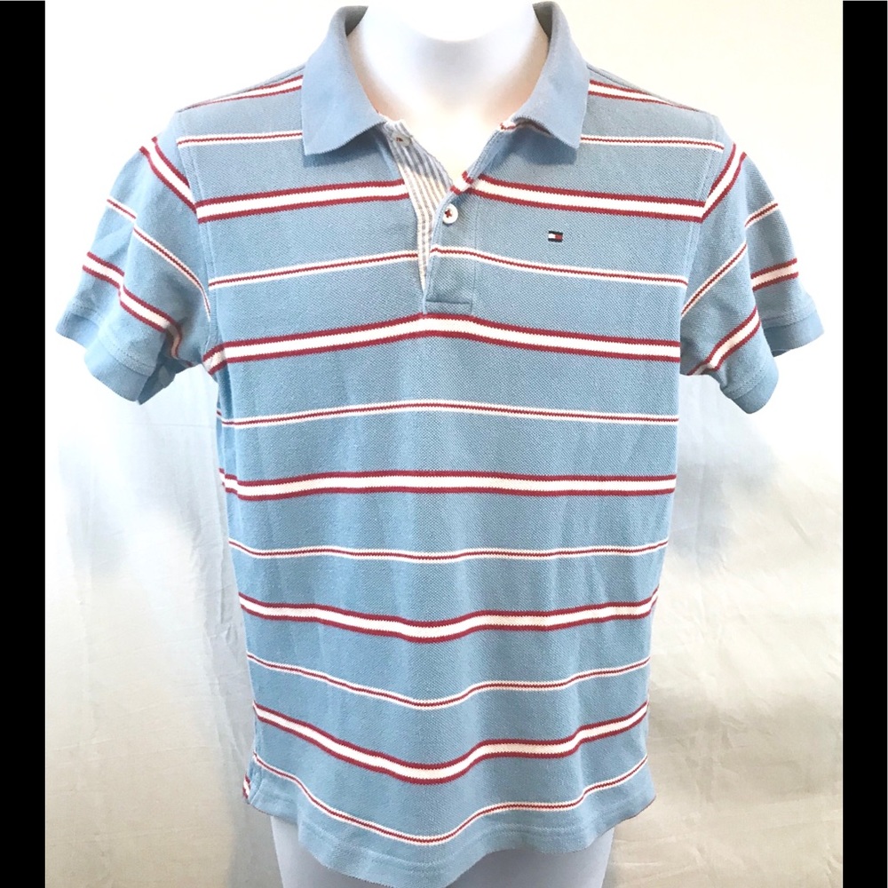 Tommy Hilfiger Boys size 6 blue stripe polo shirt